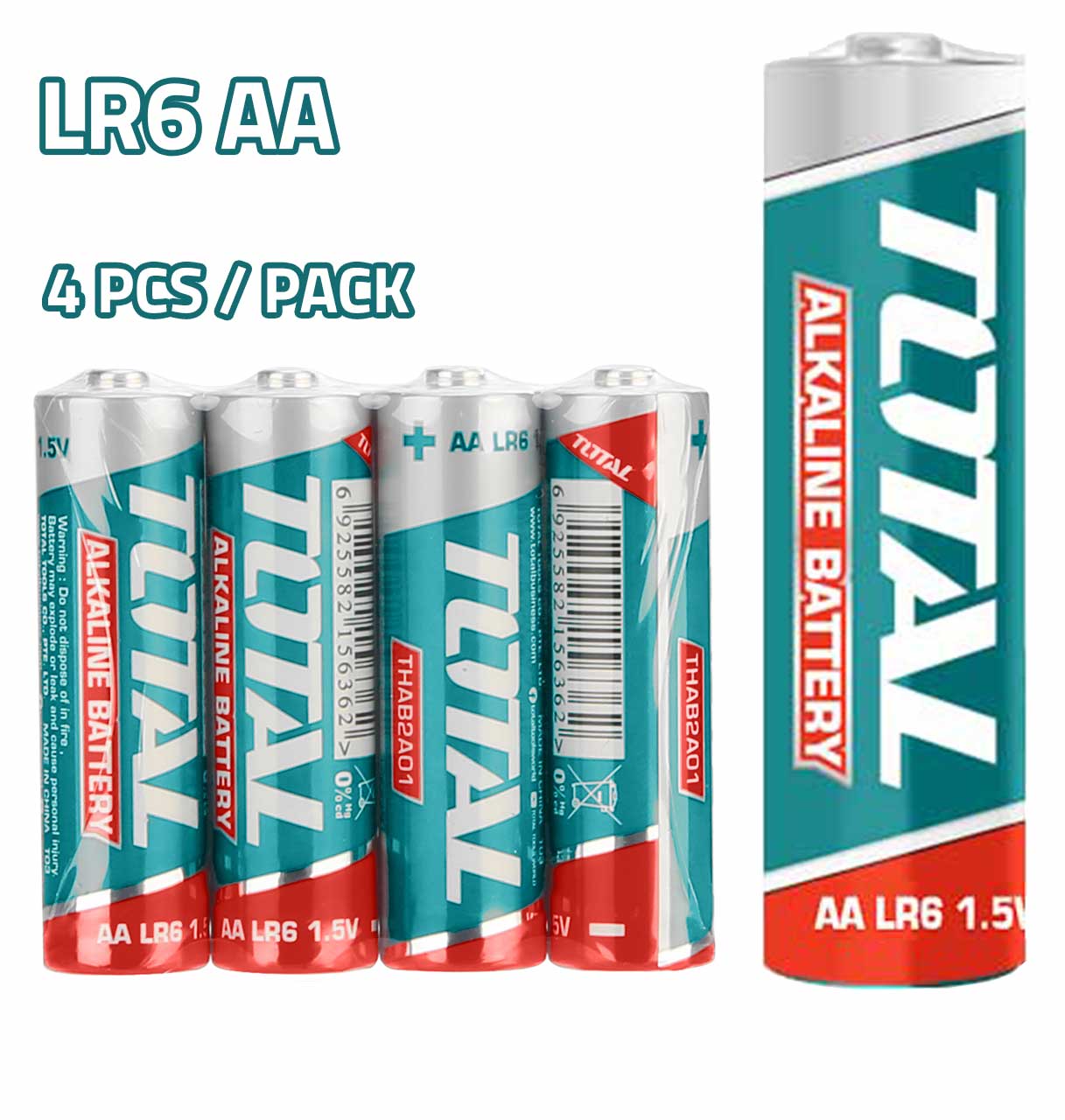 Total 4 Pieces 1.5V LR6 AA Alkaline Battery - THAB2A01