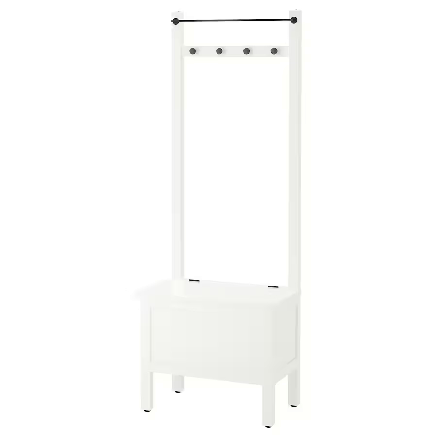 HEMNES white 64x37x173 cm storage bench and towel rail