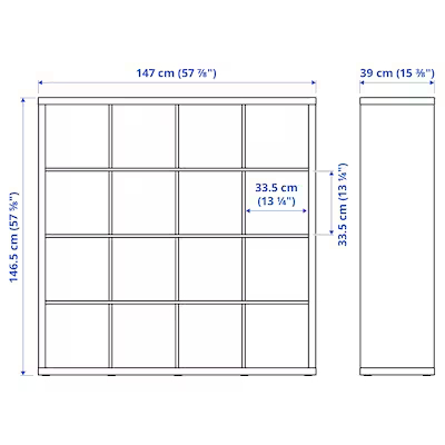 Shelving unit with 4 inserts, white, 147x147 cm