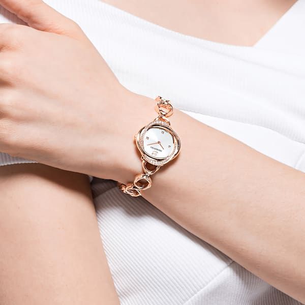 Rose gold watch with best sale swarovski crystals